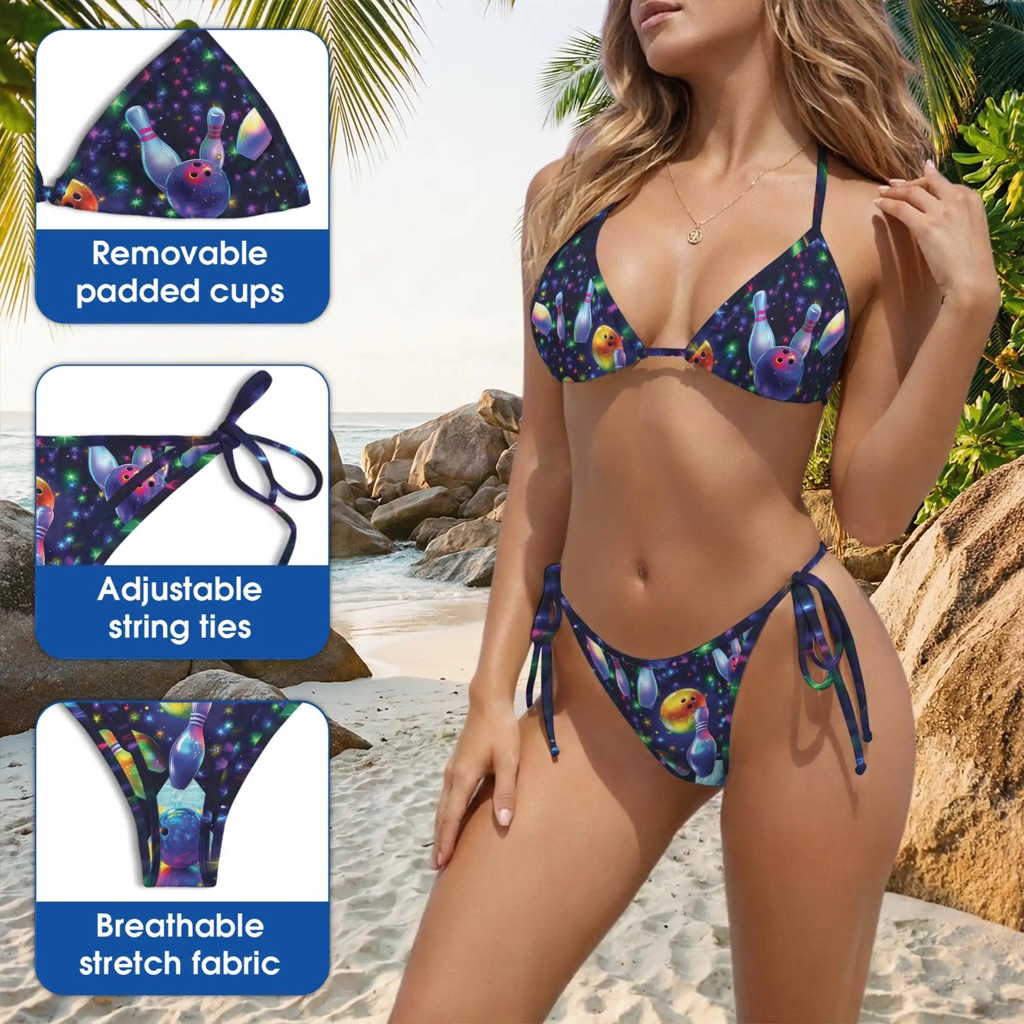 Beach Bowling Bikini Set – Cosmic Two Piece Swimsuit | Netecom