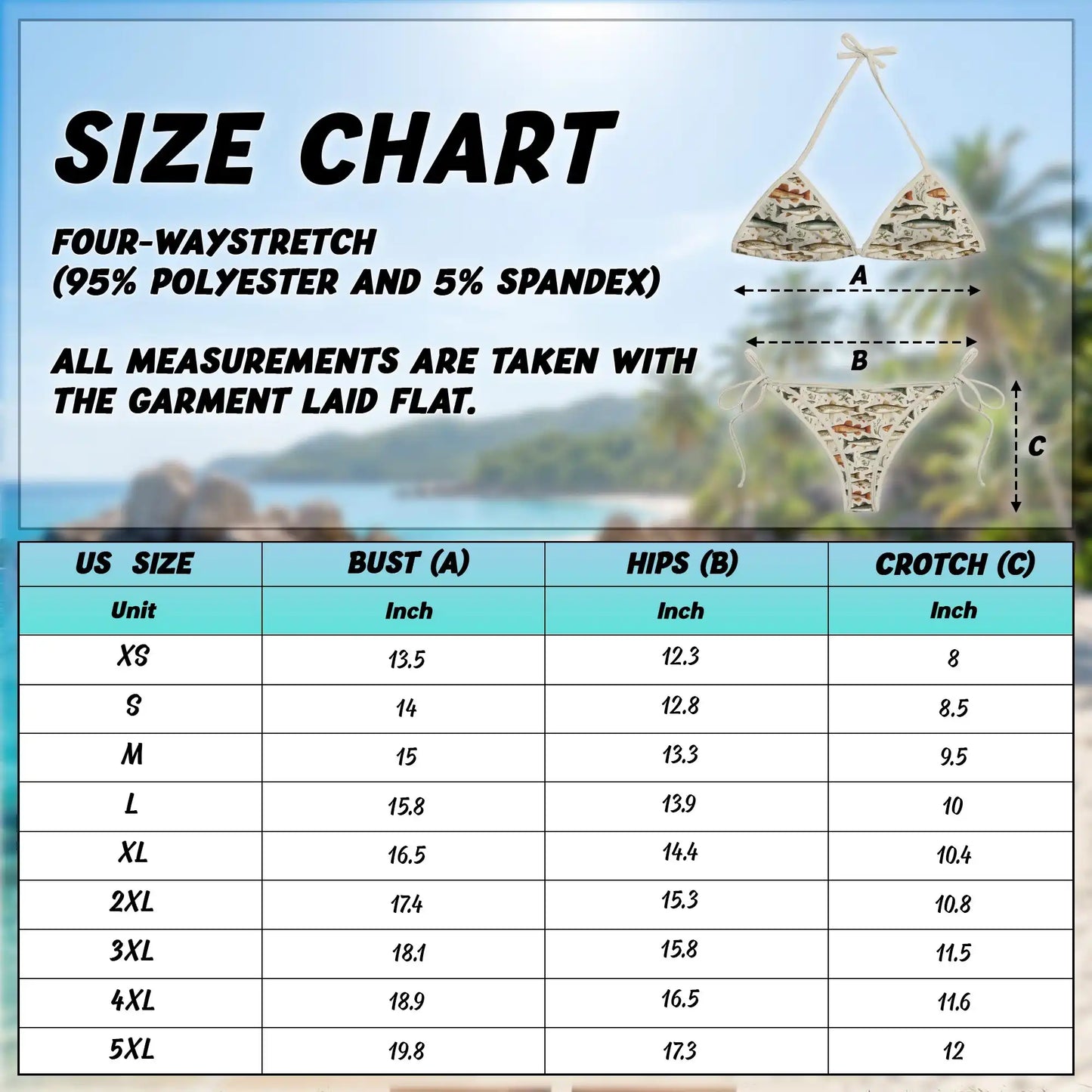 Fish Pattern Bikini Set for Women, Two Piece Swimsuit, Fishing Beachwear | Netecom