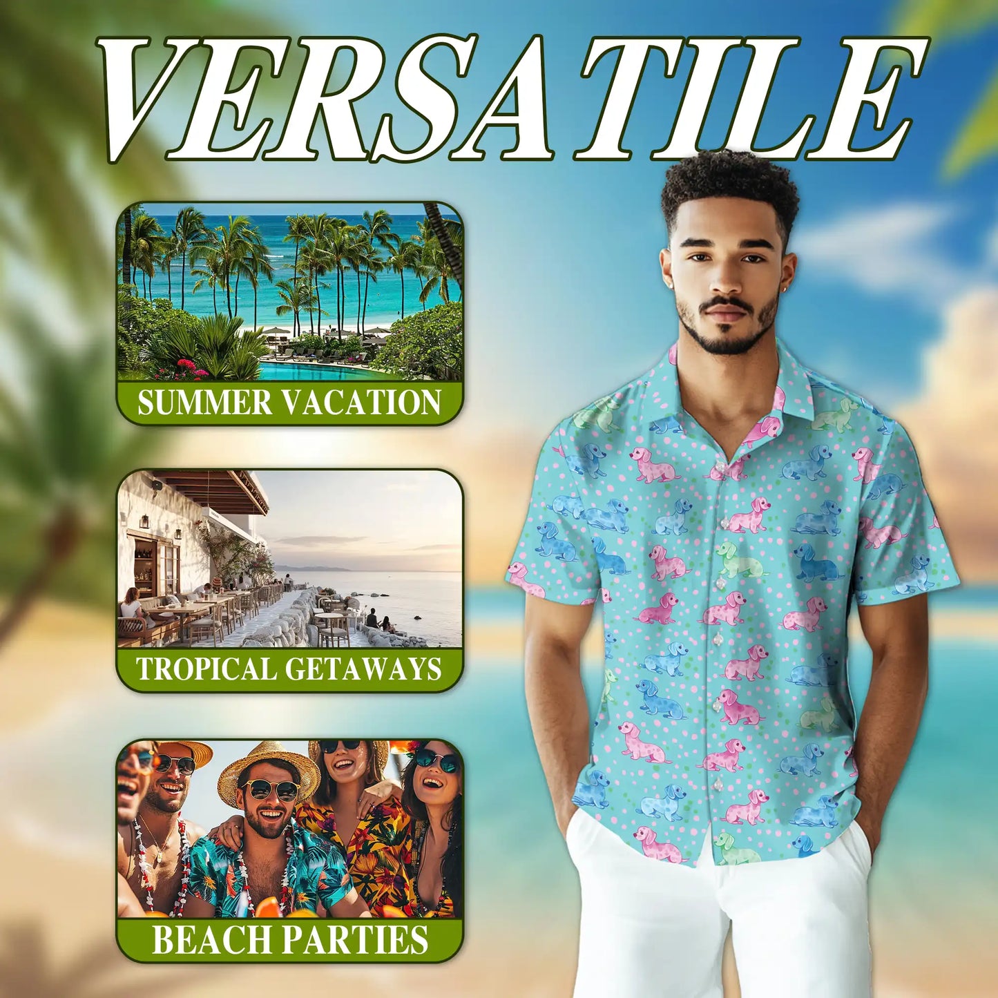 Dachshund Hawaiian Shirt For Men| Netecom