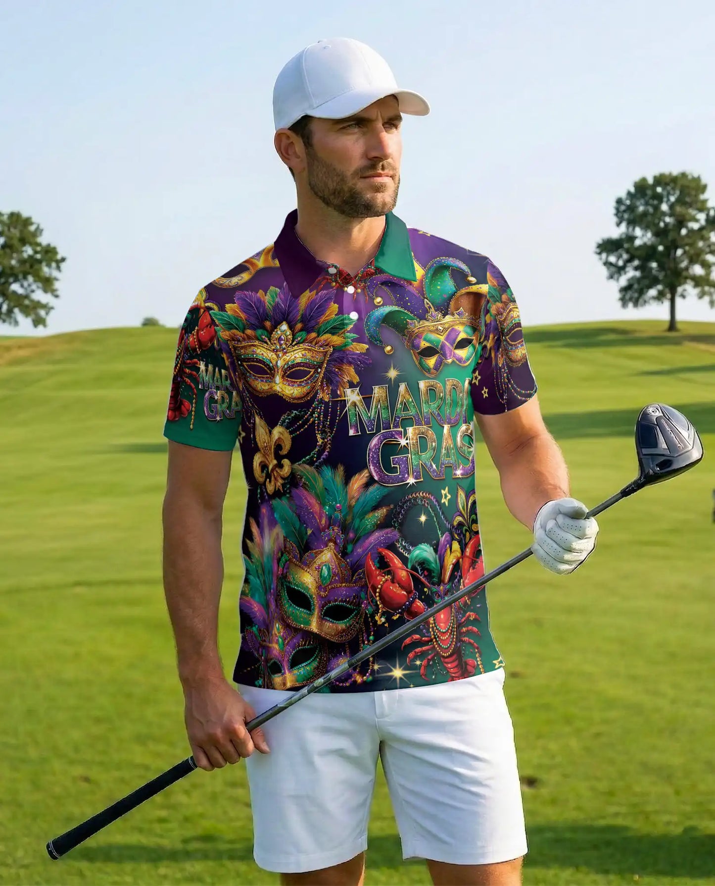 Mardi Gras Mask Polo Shirt - Carnival Festival Style | Netecom