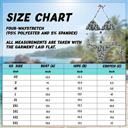 Butterfly Flowers Bikini Set for Women, Two Piece Swimsuit, Floral Butterfly Beachwear | Netecom