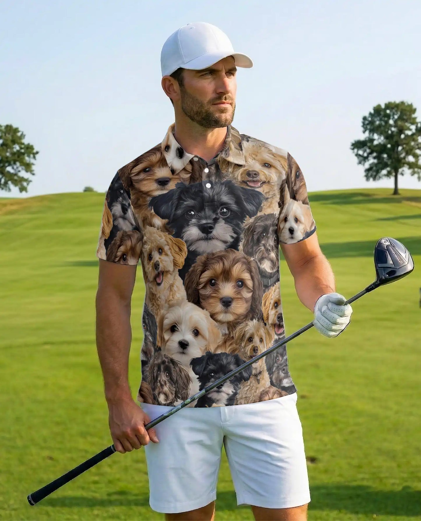 Schnoodle Dog 3D Polo Shirt for Men – Cute Puppy Design | Netecom