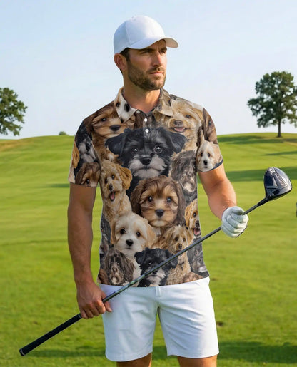 Schnoodle Dog 3D Polo Shirt for Men – Cute Puppy Design | Netecom