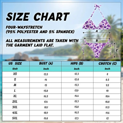 Purple Orchid Bikini Set for Women, Two Piece Swimsuit, Tropical Floral Beachwear | Netecom