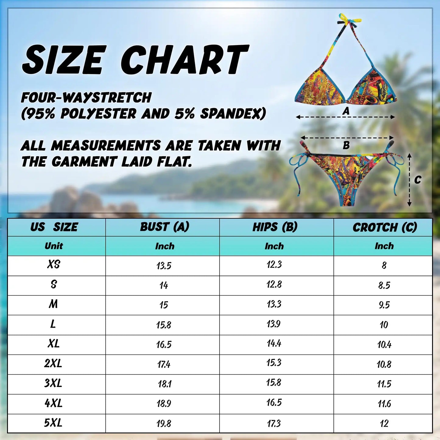 Colorful Saxophone Bikini Set for Women, Two Piece Swimsuit, Jazz Music Beachwear | Netecom