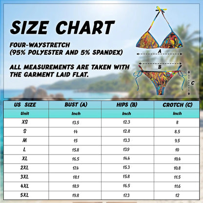 Colorful Saxophone Bikini Set for Women, Two Piece Swimsuit, Jazz Music Beachwear | Netecom