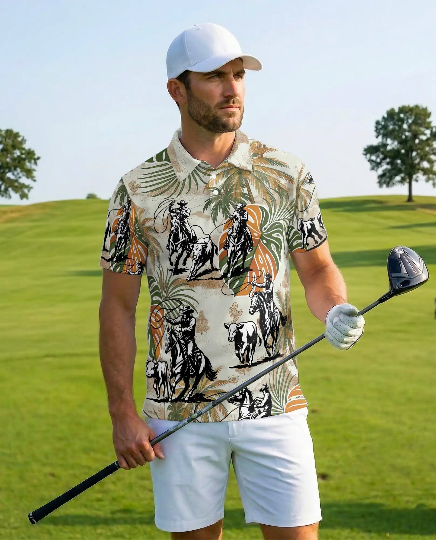 Cowboy Rodeo Cattle 3D Polo Shirt for Men | Netecom