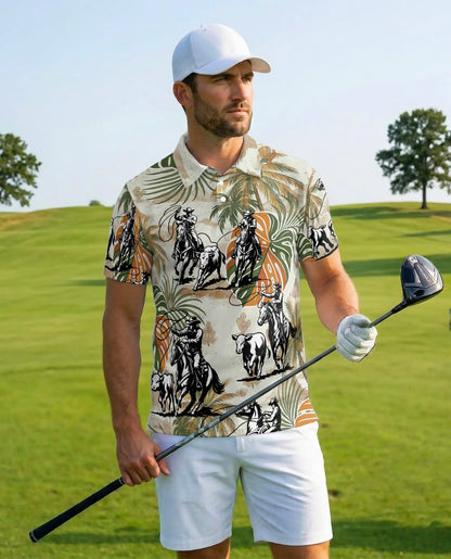 Cowboy Rodeo Cattle 3D Polo Shirt for Men | Netecom
