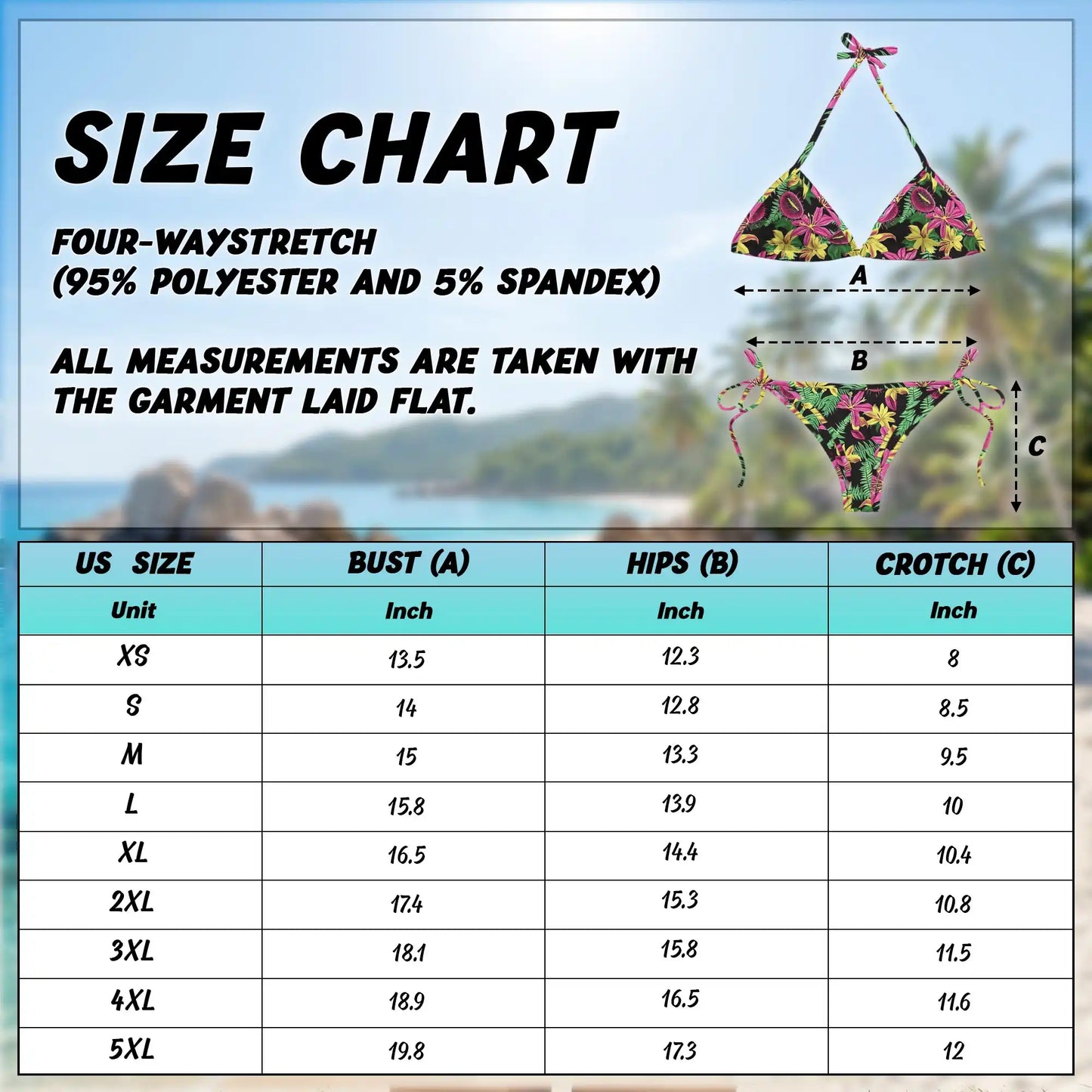 Flower Chunk Bikini Set for Women, Two Piece Swimsuit, Vibrant Floral Print Beachwear | Netecom