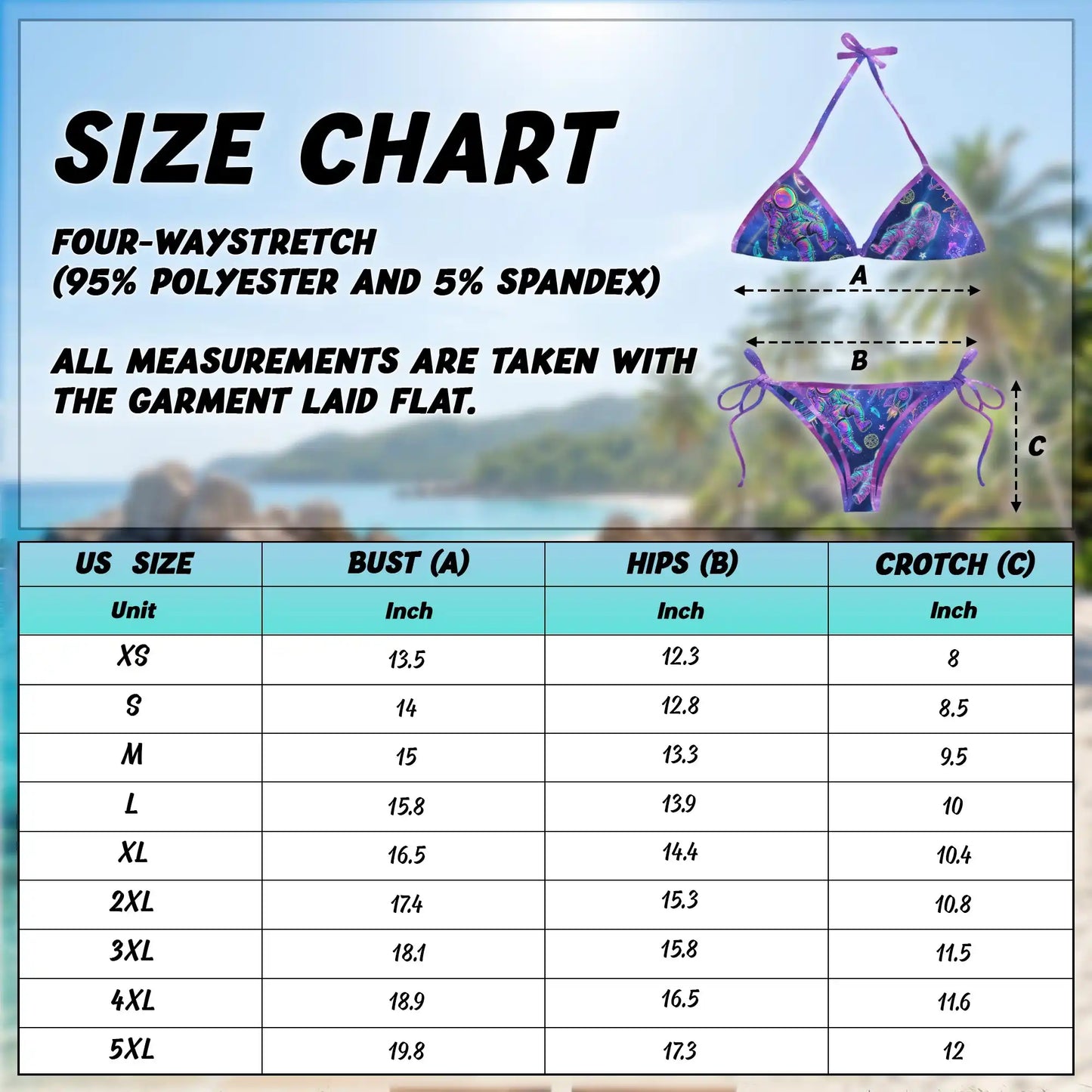 Astronauts Bikini Set for Women, Two Piece Swimsuit, Space and Astronaut Print Beachwear | Netecom