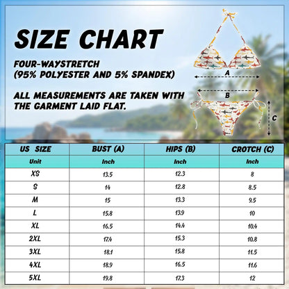 Sharks Bikini Set for Women, Two Piece Swimsuit, Ocean Beachwear | Netecom