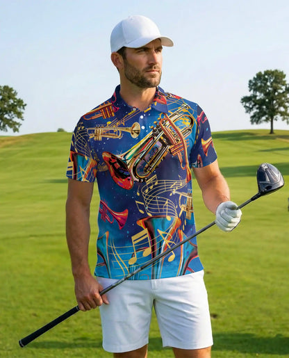 Trumpet Music Polo Shirt for Men – Jazz Band Style | Netecom