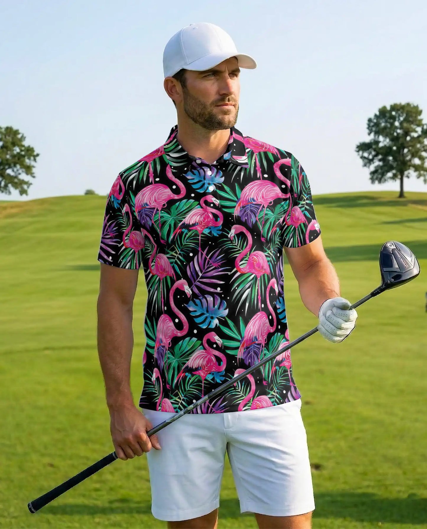 Pink Flamingo Polo Shirt for Men – Tropical Beach Style | Netecom