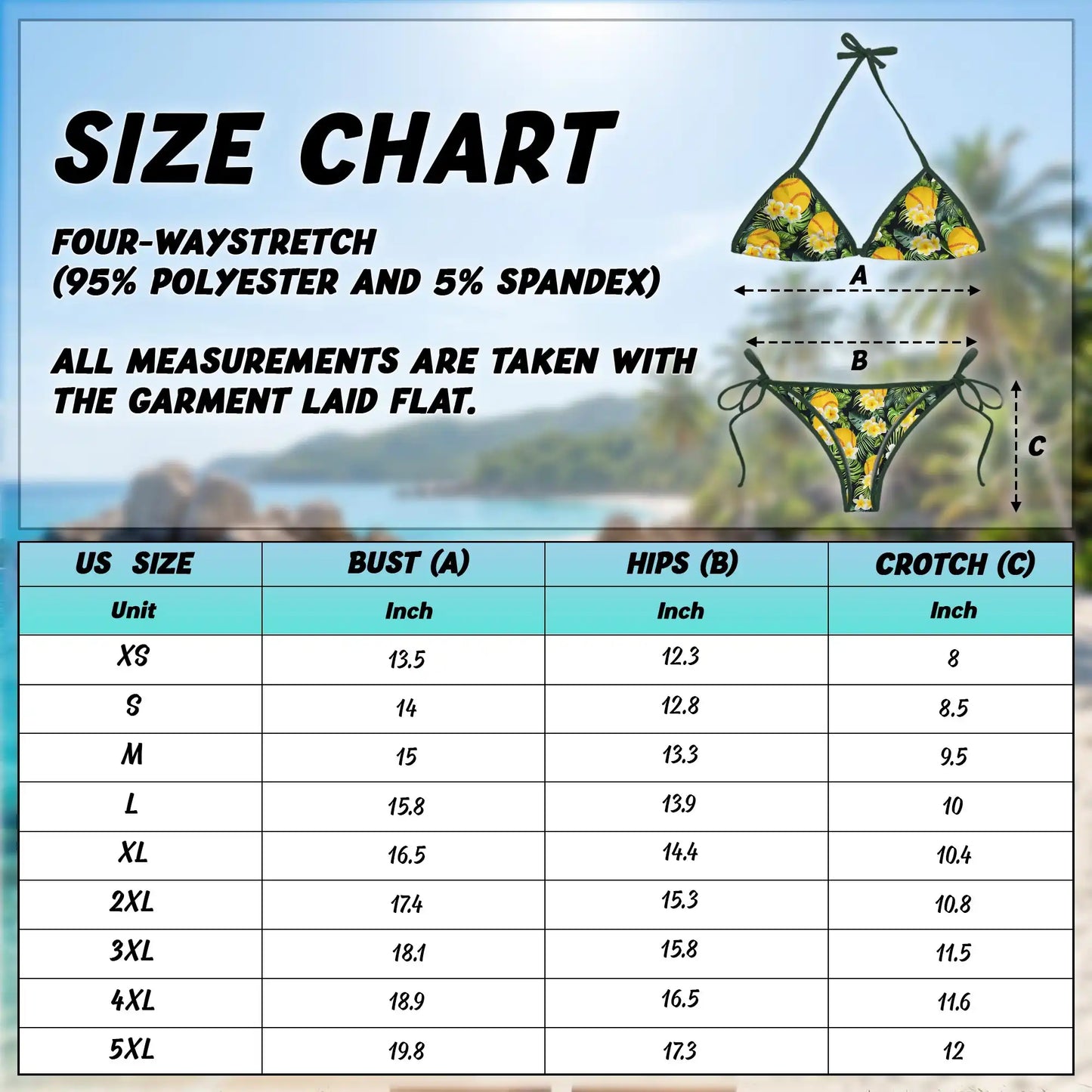 Tropical Softball Bikini Set for Women, Two Piece Swimsuit, Tropical Sports Beachwear | Netecom