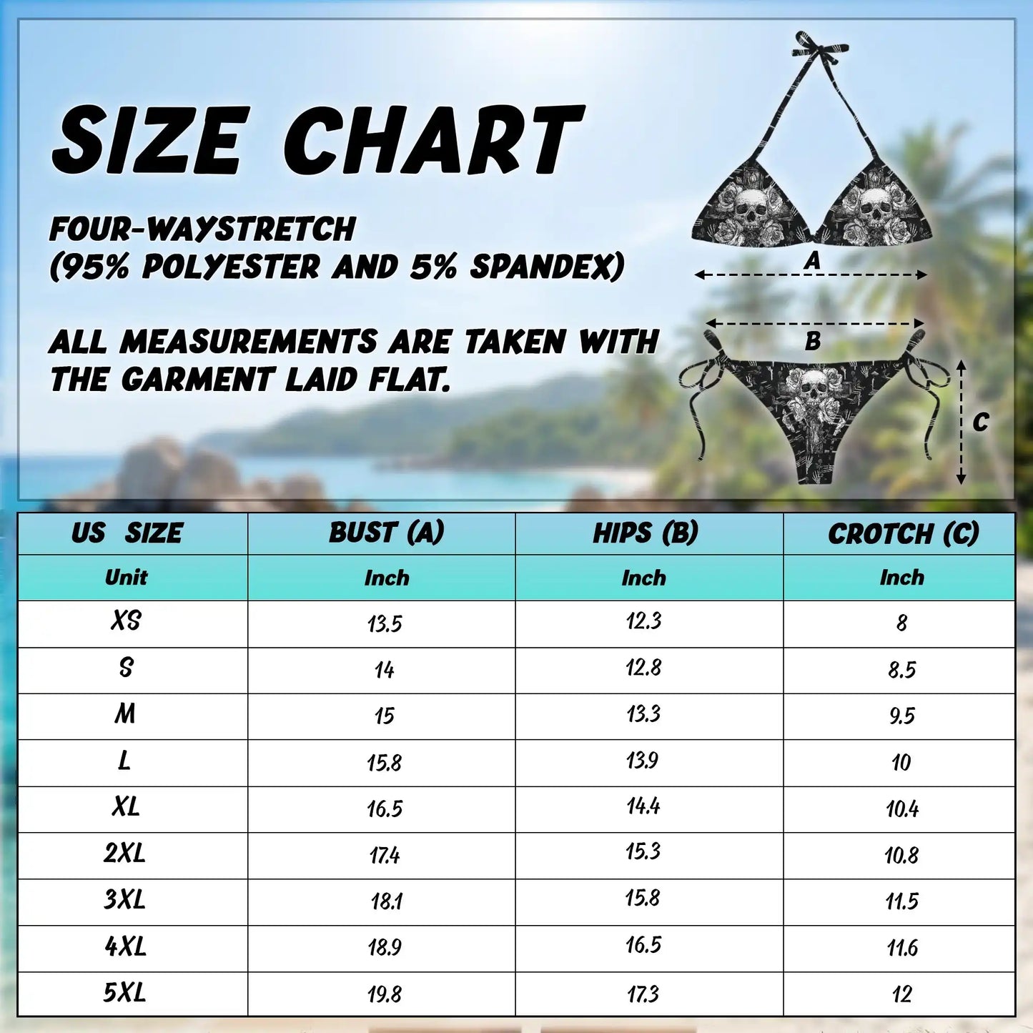 Skull Roses Bikini Set for Women, Two Piece Swimsuit, Gothic Floral Beachwear | Netecom