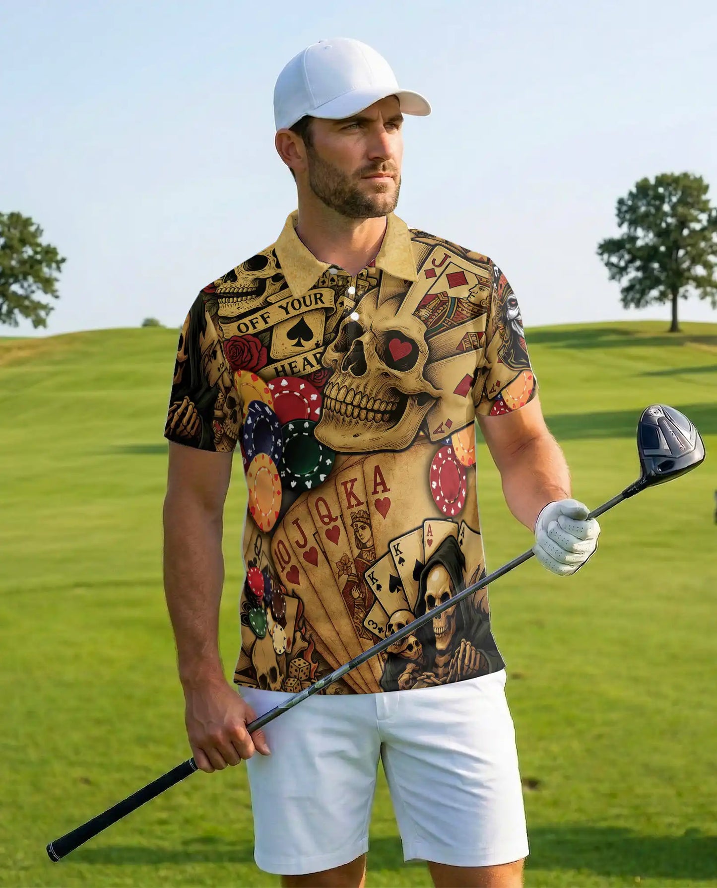Skull Poker Polo Shirt for Men – Casino Party Style | Netecom