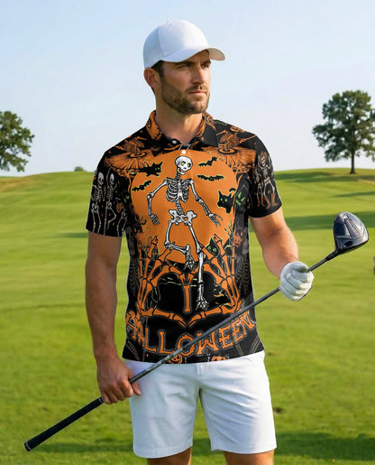 Halloween Skeleton Polo Shirt for Men – Spooky Party Style | Netecom