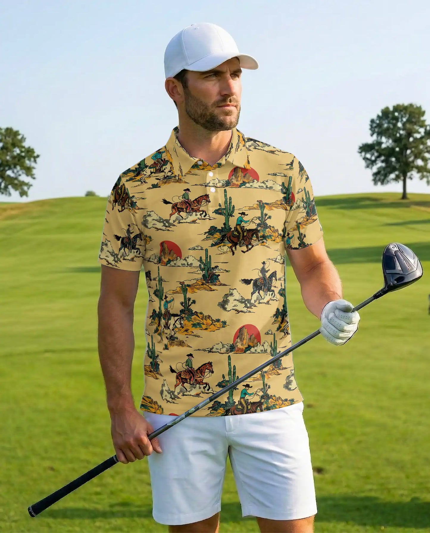 Western Desert Polo Shirt for Men – Cowboy Ranch Style | Netecom