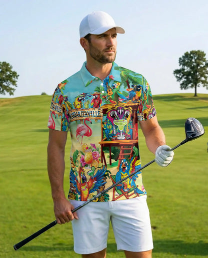 Parrot Tiki Bar Polo Shirt for Men – Tropical Party Style | Netecom