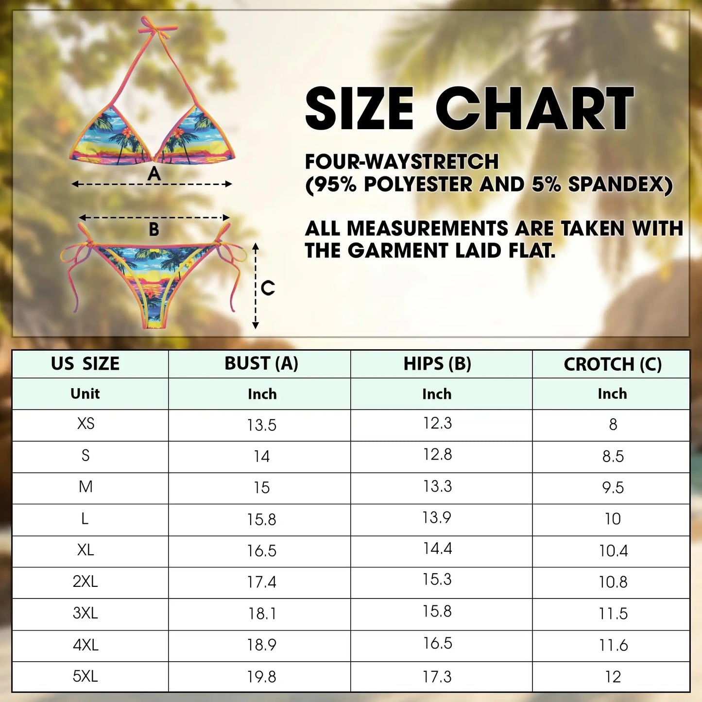 Sunset Beach Bikini Set for Women, Two Piece Swimsuit, Tropical Beachwear|Netecom