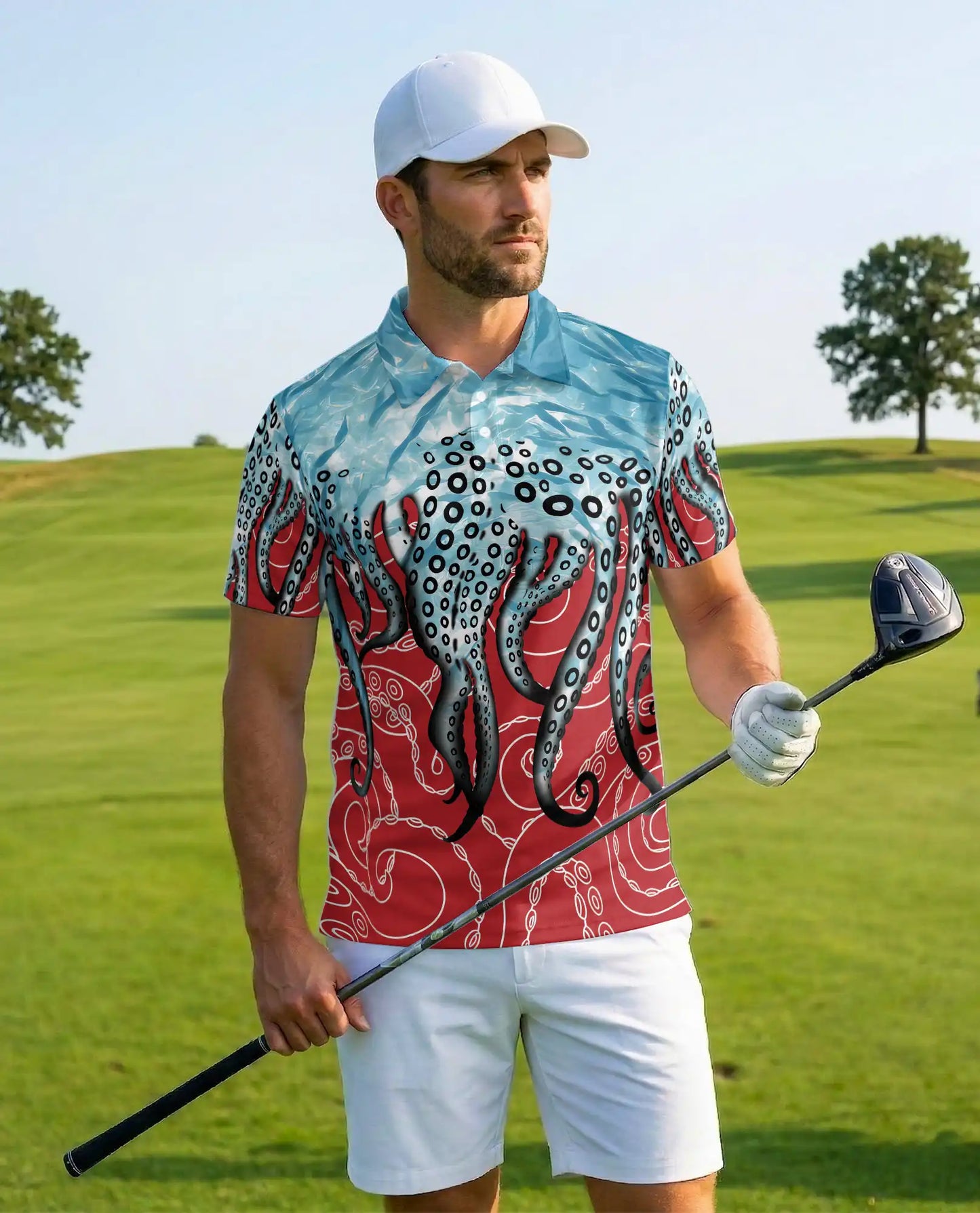 Octopus Tentacles Polo Shirt for Men – Colorful Ocean Design | Netecom