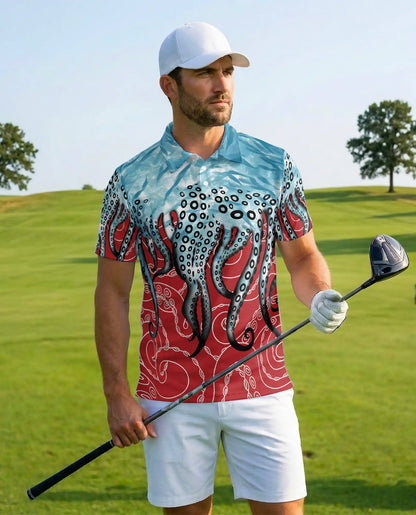Octopus Tentacles Polo Shirt for Men – Colorful Ocean Design | Netecom