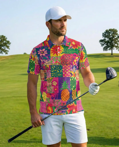 Pineapple Tropical 3D Polo Shirt for Men – Colorful Island Print | Netecom