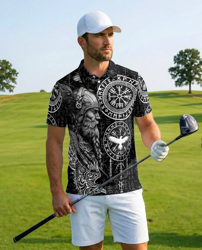 Viking Warrior Polo Shirt for Men – Norse Mythology Style | Netecom