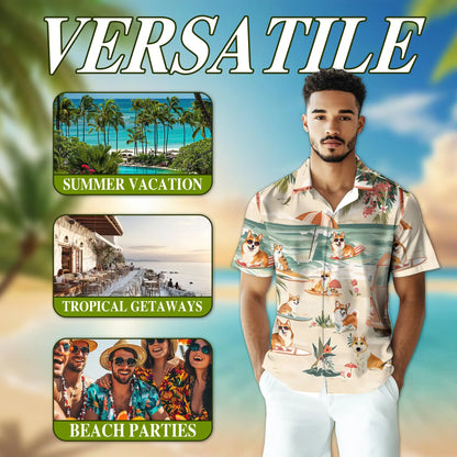 Corgi Beach Hawaiian Shirt – Tropical Surf Print | Netecom