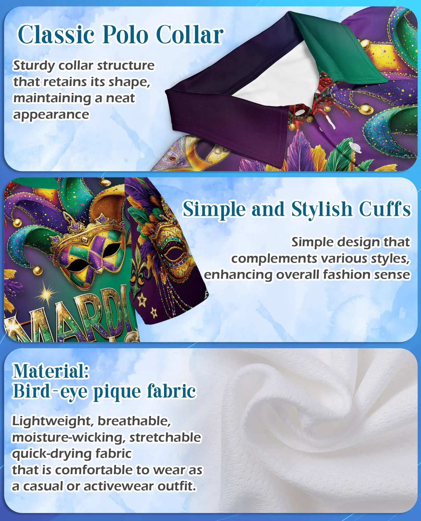 Mardi Gras Mask Polo Shirt - Carnival Festival Style | Netecom