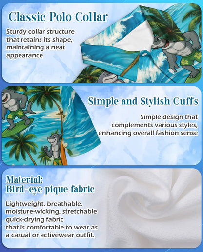 Surfing Shark Polo Shirt for Men – Beach Vacation Style | Netecom