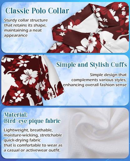 Red Rodeo Cowboy Floral 3D Polo Shirt for Men | Netecom