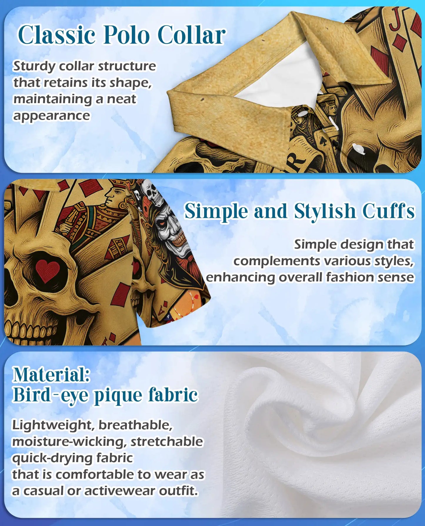 Skull Poker Polo Shirt for Men – Casino Party Style | Netecom