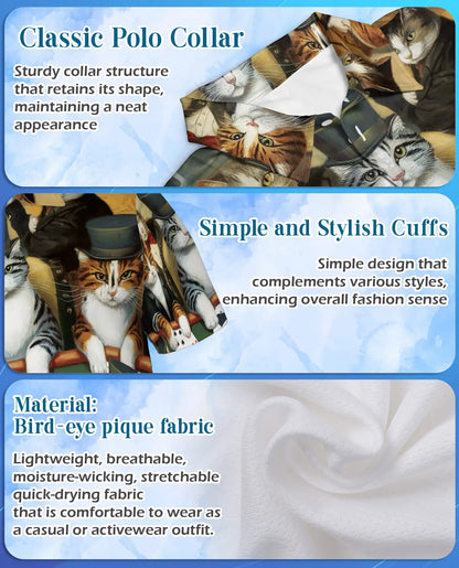 Cat Poker 3D Polo Shirt for Men – Fun Animal Card Game Print | Netecom