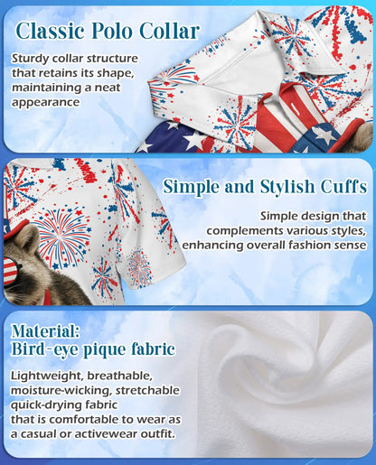 Patriotic Raccoon Polo Shirt for Men – USA Holiday Style | Netecom