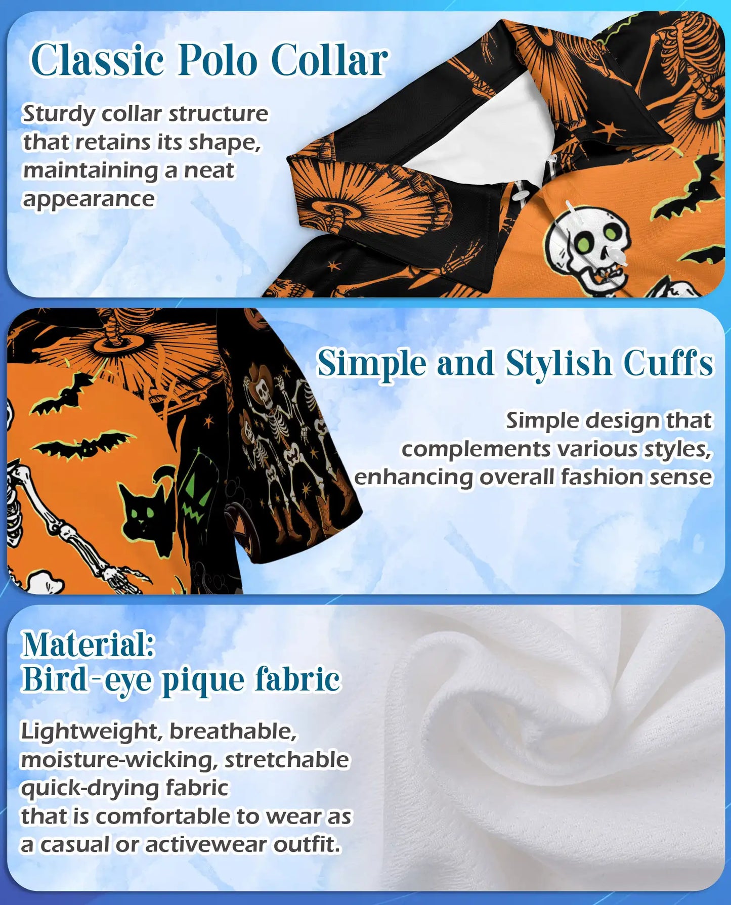 Halloween Skeleton Polo Shirt for Men – Spooky Party Style | Netecom