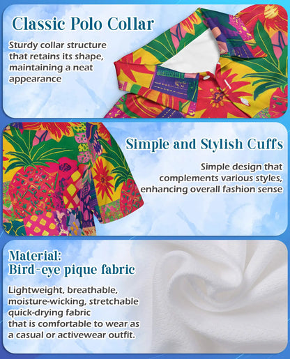 Pineapple Tropical 3D Polo Shirt for Men – Colorful Island Print | Netecom