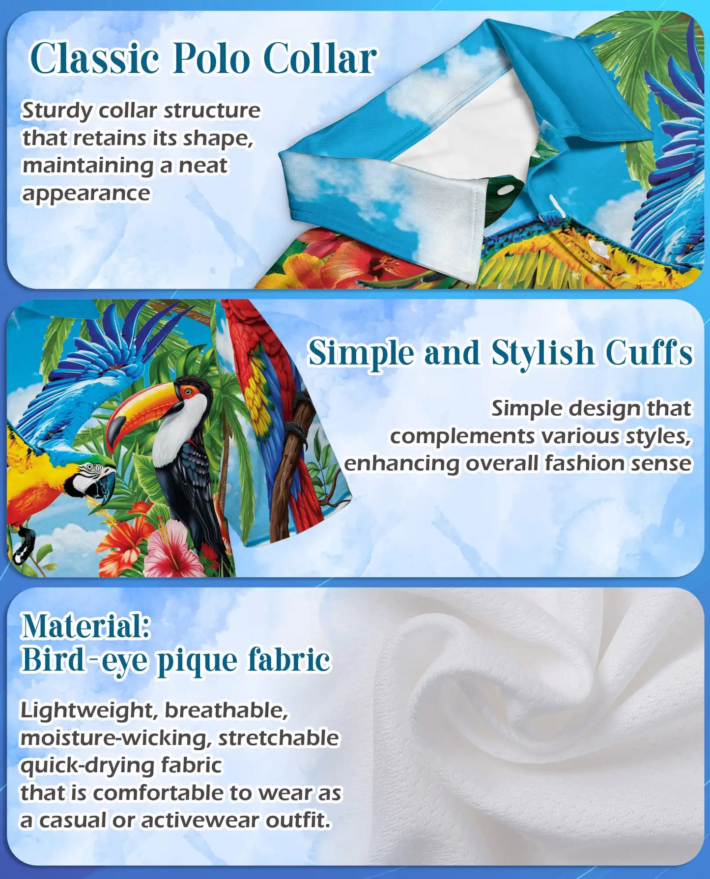 Tropical Parrot Polo Shirt for Men – Jungle Vacation Style | Netecom