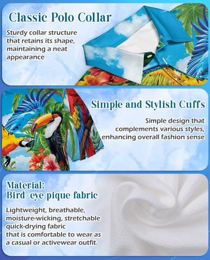 Tropical Parrot Polo Shirt for Men – Jungle Vacation Style | Netecom