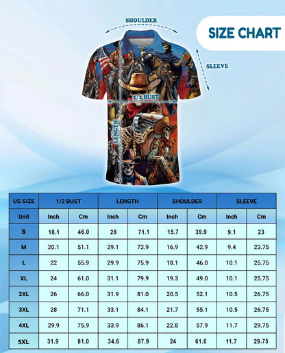 Skeleton Cowboy Polo Shirt - Wild West Outlaw Style | Netecom