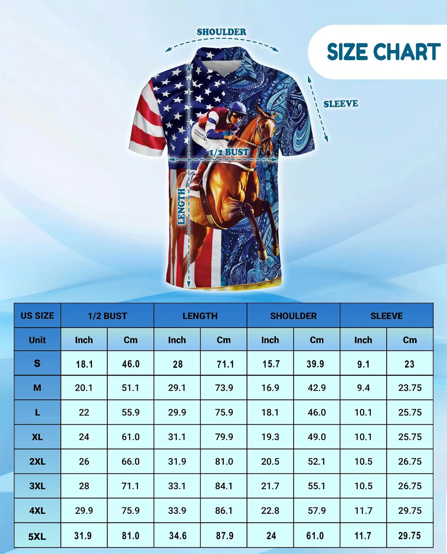 American Flag Horse Racing 3D Polo Shirt for Men | Netecom