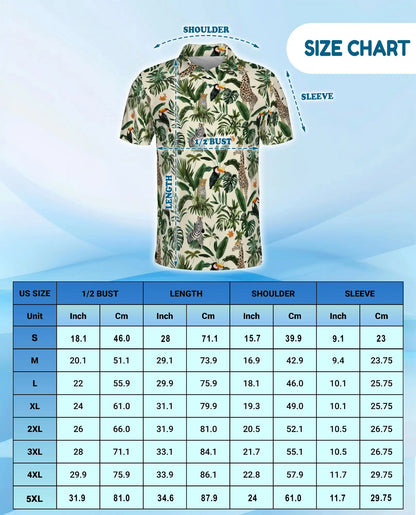 Jungle Wildlife Polo Shirt for Men – Summer Tropical Animal Print | Netecom