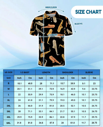 Saxophone Pattern Jazz Music 3D Polo Shirt for Men | Netecom