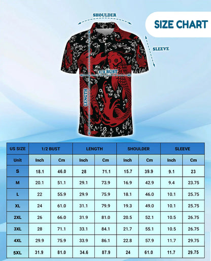 Koi Fish Polo Shirt for Men – Japanese Water Garden Print | Netecom