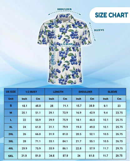 Blueberry Fruit Hawaiian Polo Shirt for Men – Tropical Summer Style | Netecom
