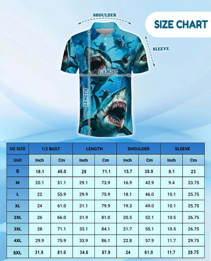 Shark Attack Horror 3D Polo Shirt for Men – Ocean Monster | Netecom