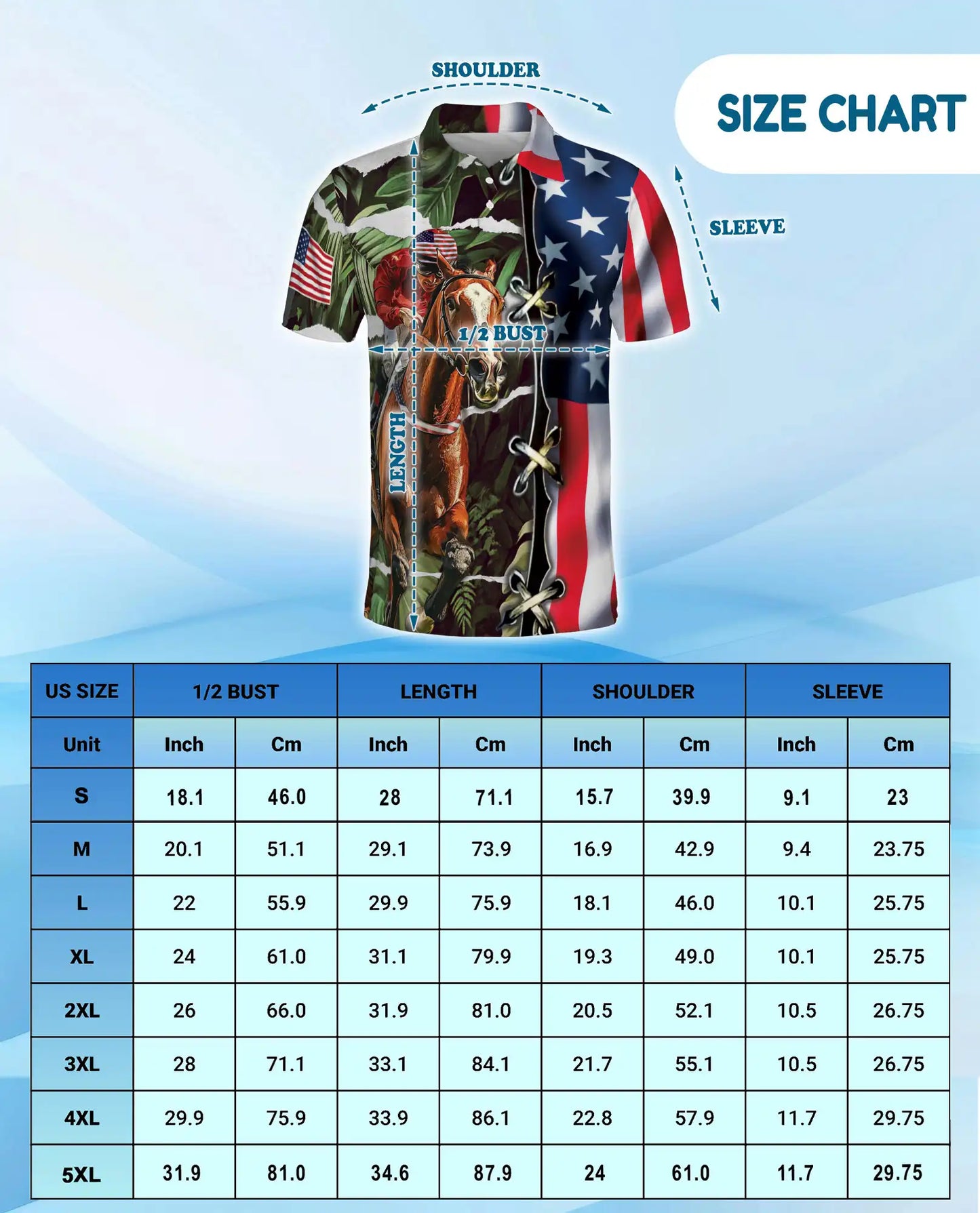 Tropical Horse Racing 3D Polo Shirt for Men – USA Flag Theme | Netecom