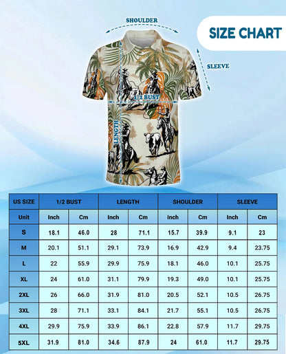 Cowboy Rodeo Cattle 3D Polo Shirt for Men | Netecom