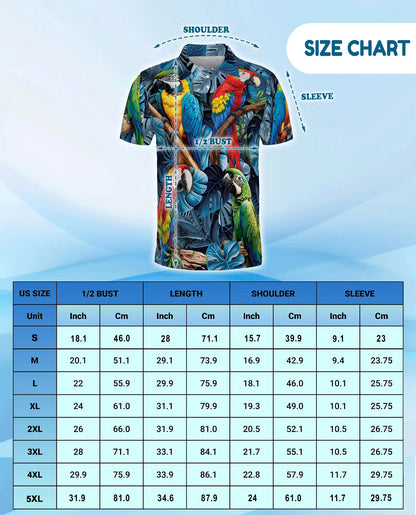 Tropical Parrot Polo Shirt - Colorful Macaw Jungle Style | Netecom