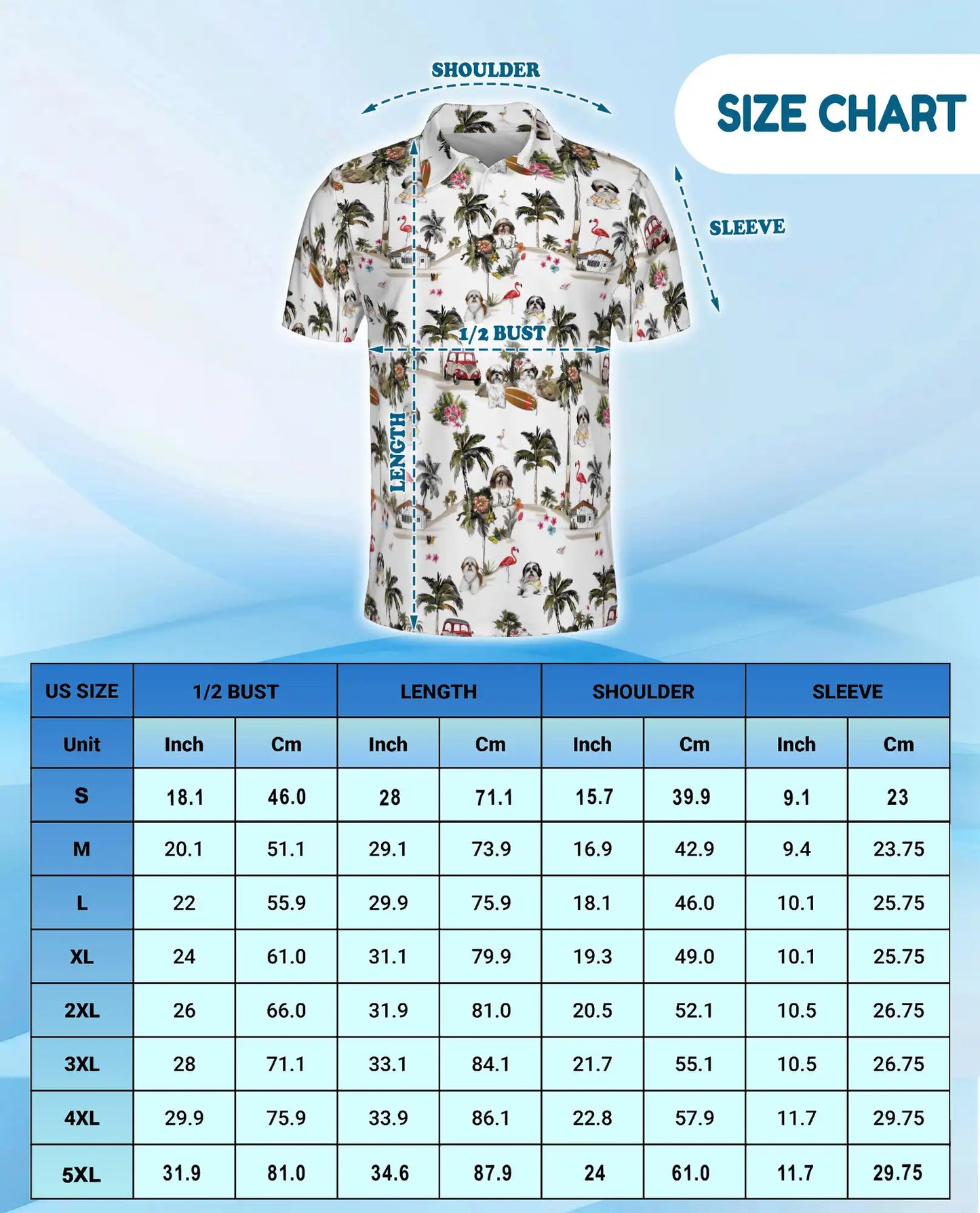 Shih Tzu Tropical Island Polo Shirt for Men- Hawaiian Beach Dog | Netecom